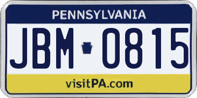 PA license plate JBM0815