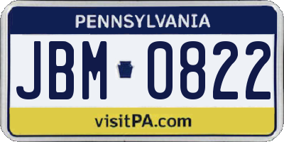 PA license plate JBM0822