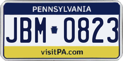 PA license plate JBM0823