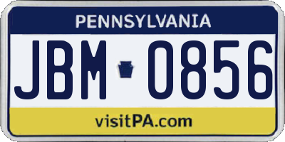 PA license plate JBM0856
