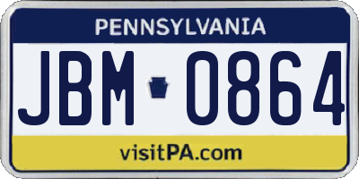 PA license plate JBM0864