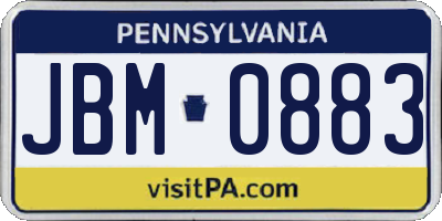PA license plate JBM0883