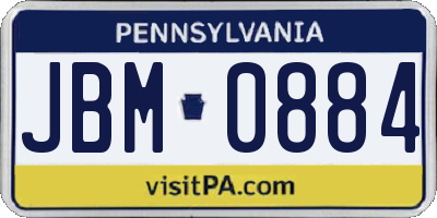 PA license plate JBM0884