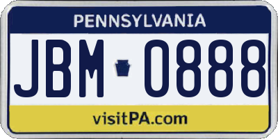 PA license plate JBM0888