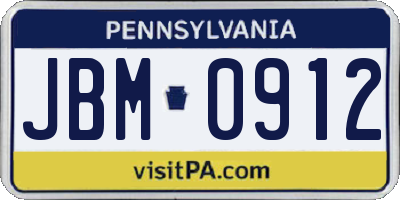 PA license plate JBM0912