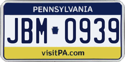 PA license plate JBM0939