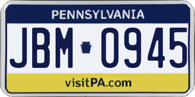 PA license plate JBM0945