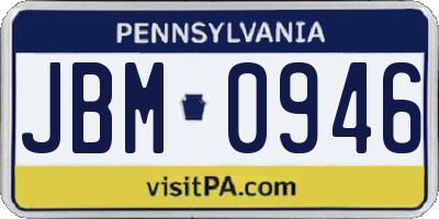 PA license plate JBM0946