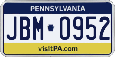 PA license plate JBM0952