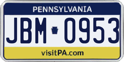 PA license plate JBM0953