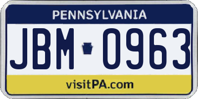 PA license plate JBM0963