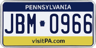 PA license plate JBM0966