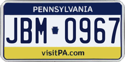 PA license plate JBM0967