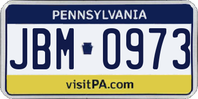 PA license plate JBM0973