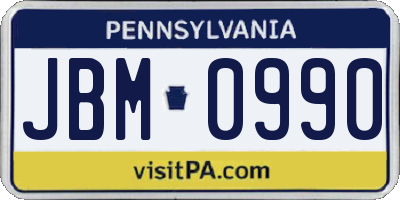 PA license plate JBM0990