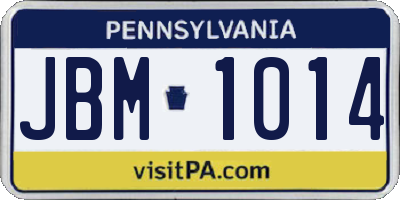PA license plate JBM1014