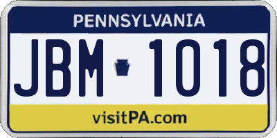 PA license plate JBM1018