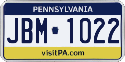 PA license plate JBM1022