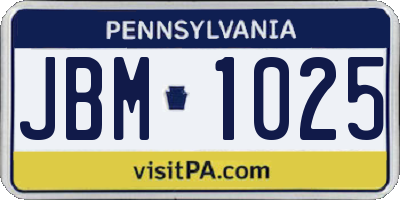 PA license plate JBM1025