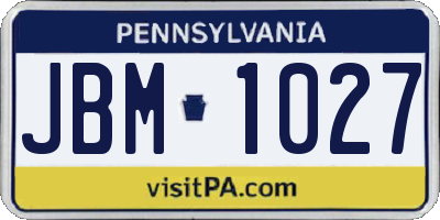 PA license plate JBM1027