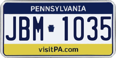 PA license plate JBM1035