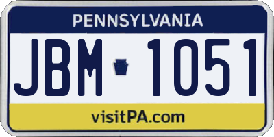 PA license plate JBM1051