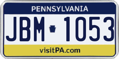 PA license plate JBM1053