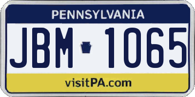 PA license plate JBM1065