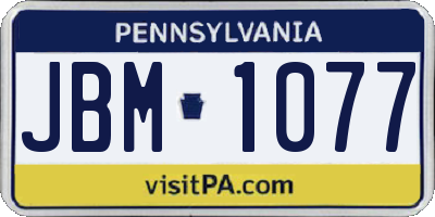 PA license plate JBM1077