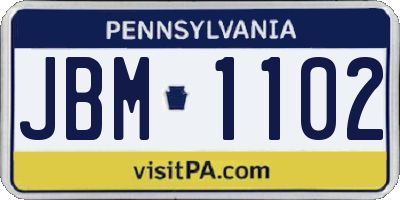 PA license plate JBM1102