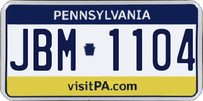 PA license plate JBM1104