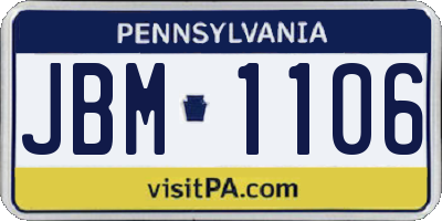 PA license plate JBM1106