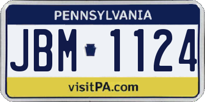 PA license plate JBM1124