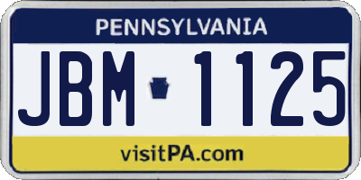 PA license plate JBM1125