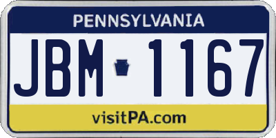 PA license plate JBM1167