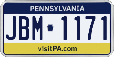 PA license plate JBM1171