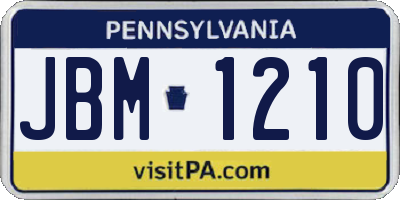 PA license plate JBM1210