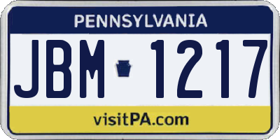 PA license plate JBM1217