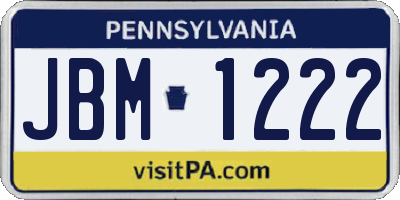 PA license plate JBM1222