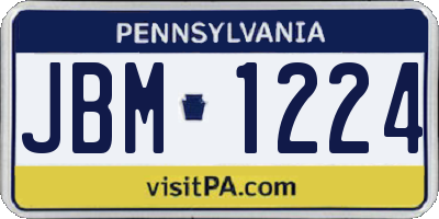 PA license plate JBM1224