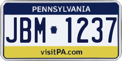PA license plate JBM1237