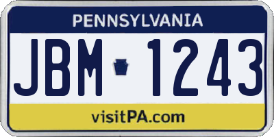 PA license plate JBM1243