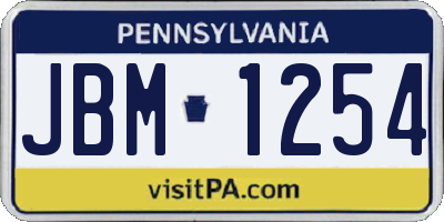 PA license plate JBM1254
