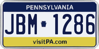 PA license plate JBM1286