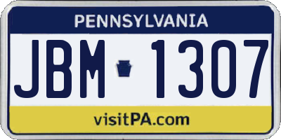 PA license plate JBM1307