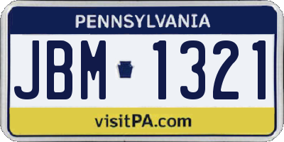 PA license plate JBM1321