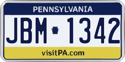 PA license plate JBM1342