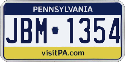 PA license plate JBM1354