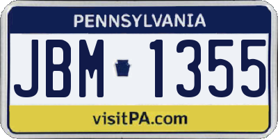 PA license plate JBM1355