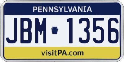 PA license plate JBM1356